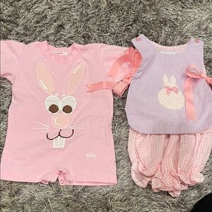 2 18 mos pink/ lavender bunny outfits